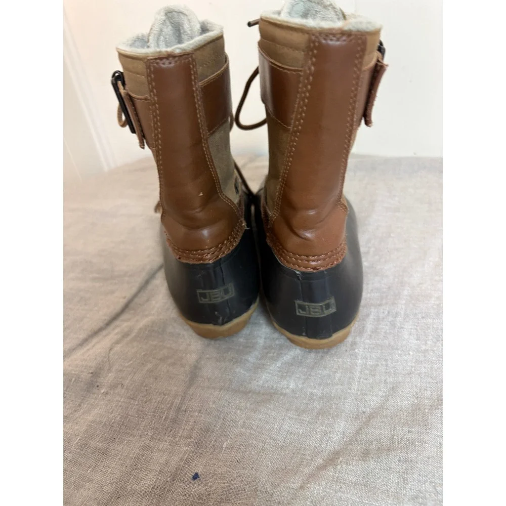 JBU Ontario Duck Boots Womens 8.5M Brown Weather Ready Faux Fur Vegan Leather